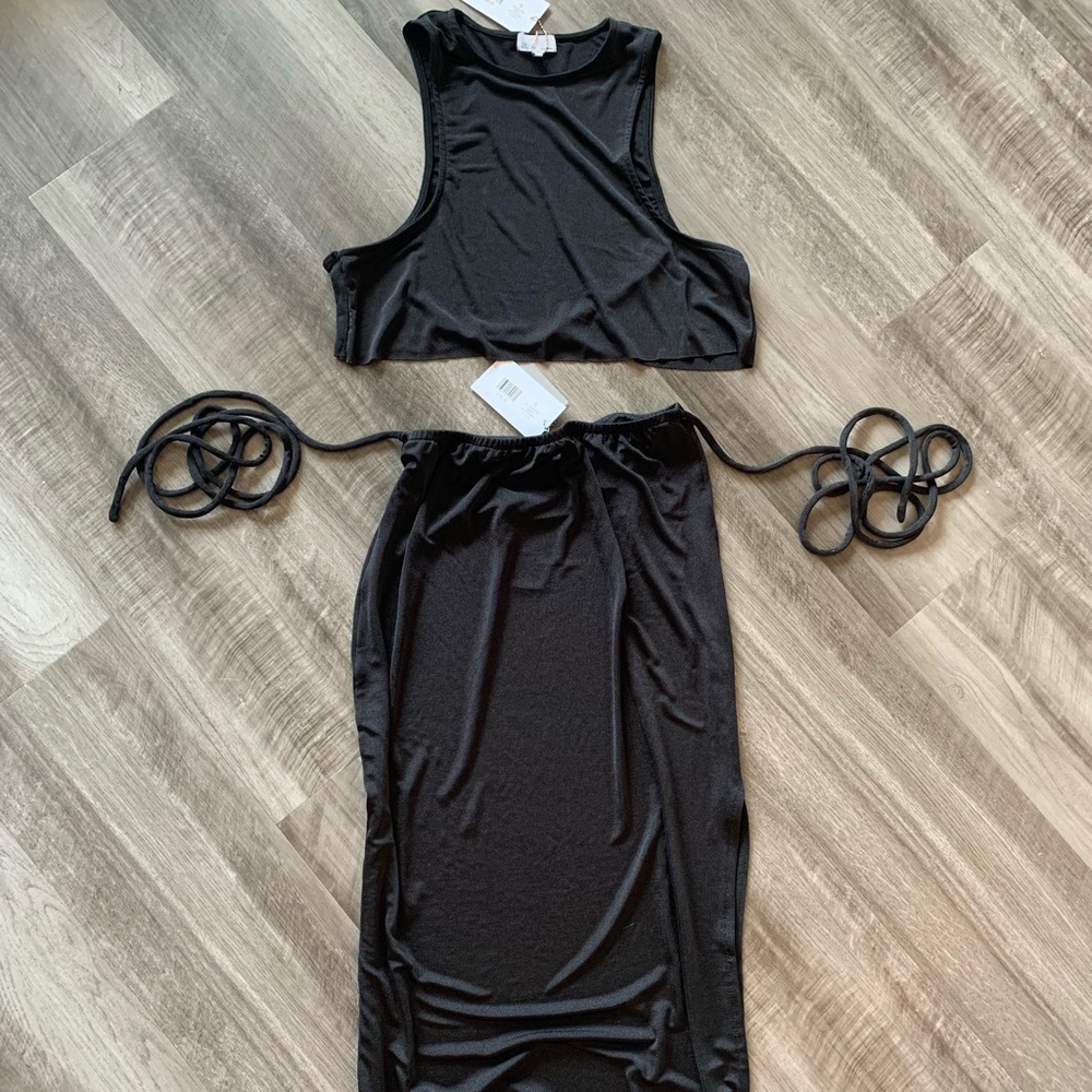 WEWOREWHAT - Black two-Piece Set skirt and tank top NWOT